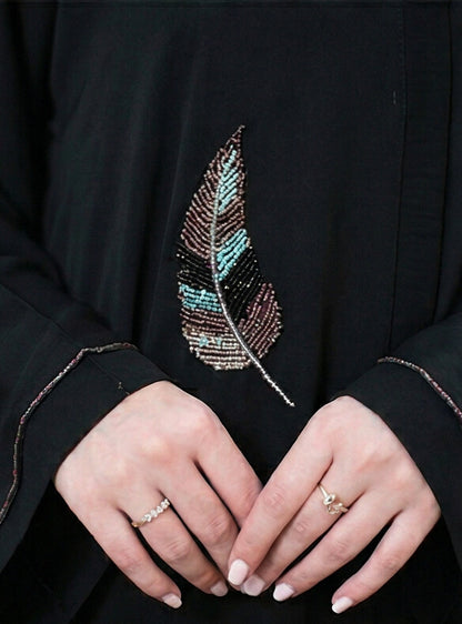 Premium Quality HandWork Front Open Korean Nida Stitched Abaya