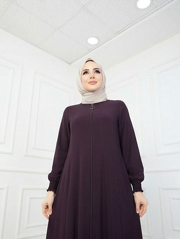 FashionSense Timeless Elegance Nida Black Zipper Abaya For Women