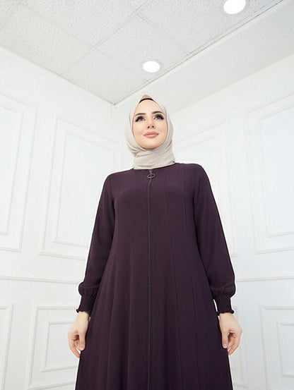 FashionSense Timeless Elegance Nida Black Zipper Abaya For Women