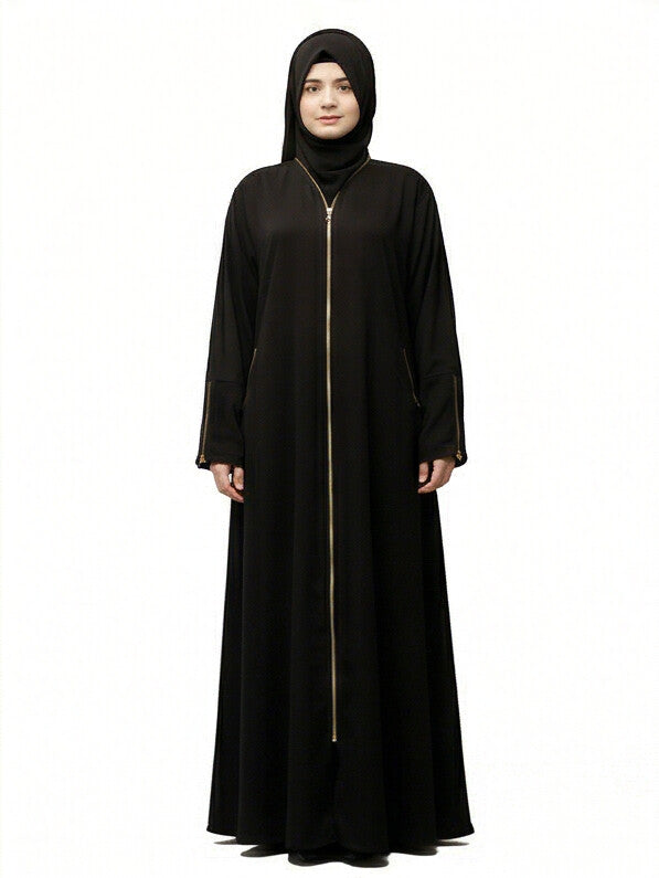 Fashionsensepk ZIPPER | BLACK Nida Fabric Abaya For women