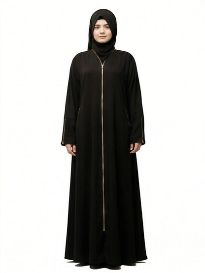 Fashionsensepk ZIPPER | BLACK Nida Fabric Abaya For women