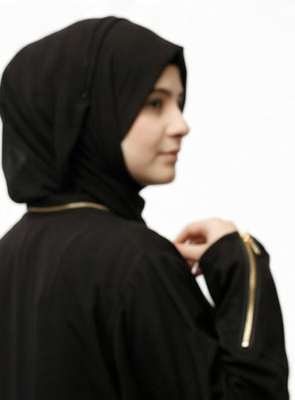 Fashionsensepk ZIPPER | BLACK Nida Fabric Abaya For women