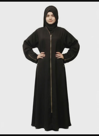 Fashionsensepk ZIPPER | BLACK Nida Fabric Abaya For women