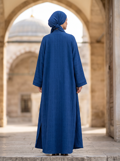 Hala royal blue abaya, back view