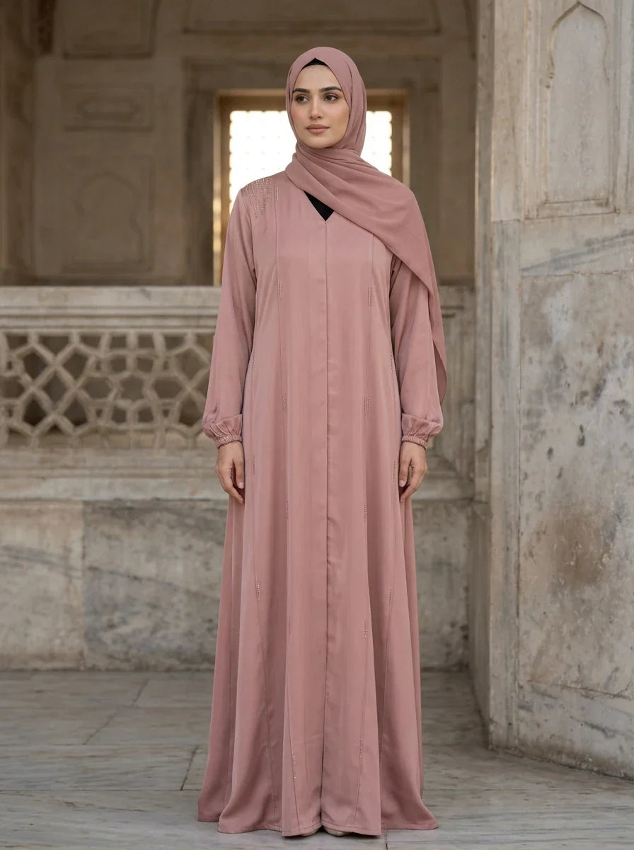 Sahiba Abaya in Dusty Rose - modest full-length abaya