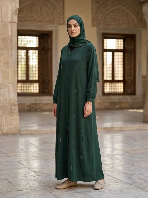 Sahiba Abaya in Emerald Green - modest full-length abaya