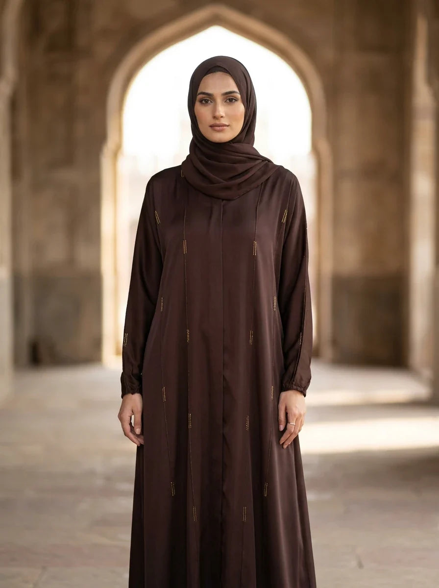 Sahiba Abaya in Espresso Brown - modest full-length abaya