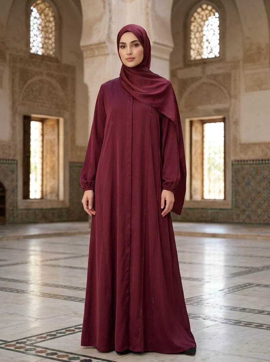 Sahiba Abaya in Maroon - modest full-length abaya